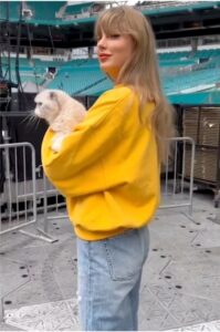 Taylor Swift Jokes She's 'Back in the Office' as Cat Olivia Makes Rare Appearance Ahead of Eras Tour in Miami.....Full details below 