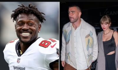 Travis Kelce and Taylor Swift are trolled by Antonio Brown as ex-NFL star leaves fans in stitches with hilarious photo of couple 'in 2040'