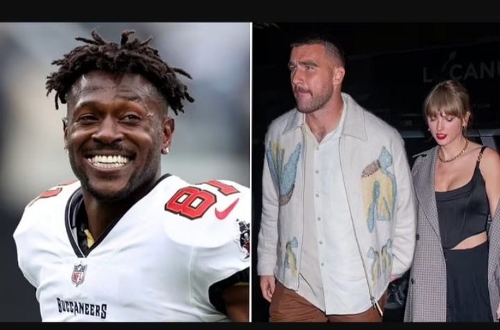 Travis Kelce and Taylor Swift are trolled by Antonio Brown as ex-NFL star leaves fans in stitches with hilarious photo of couple 'in 2040'