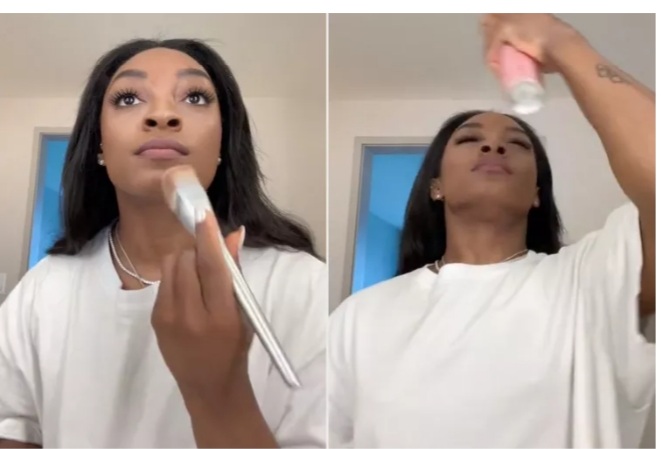 Simone Biles Shares the Unusual Makeup Hack that Keeps Her Face Looking Matte All Day