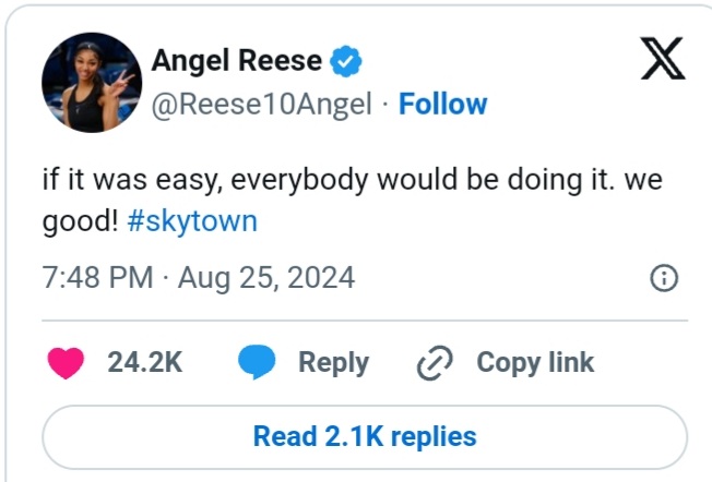 Angel Reese sent a scathing message to her haters on Instagram